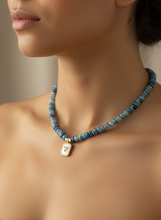 Aqua Heart Charm Necklace