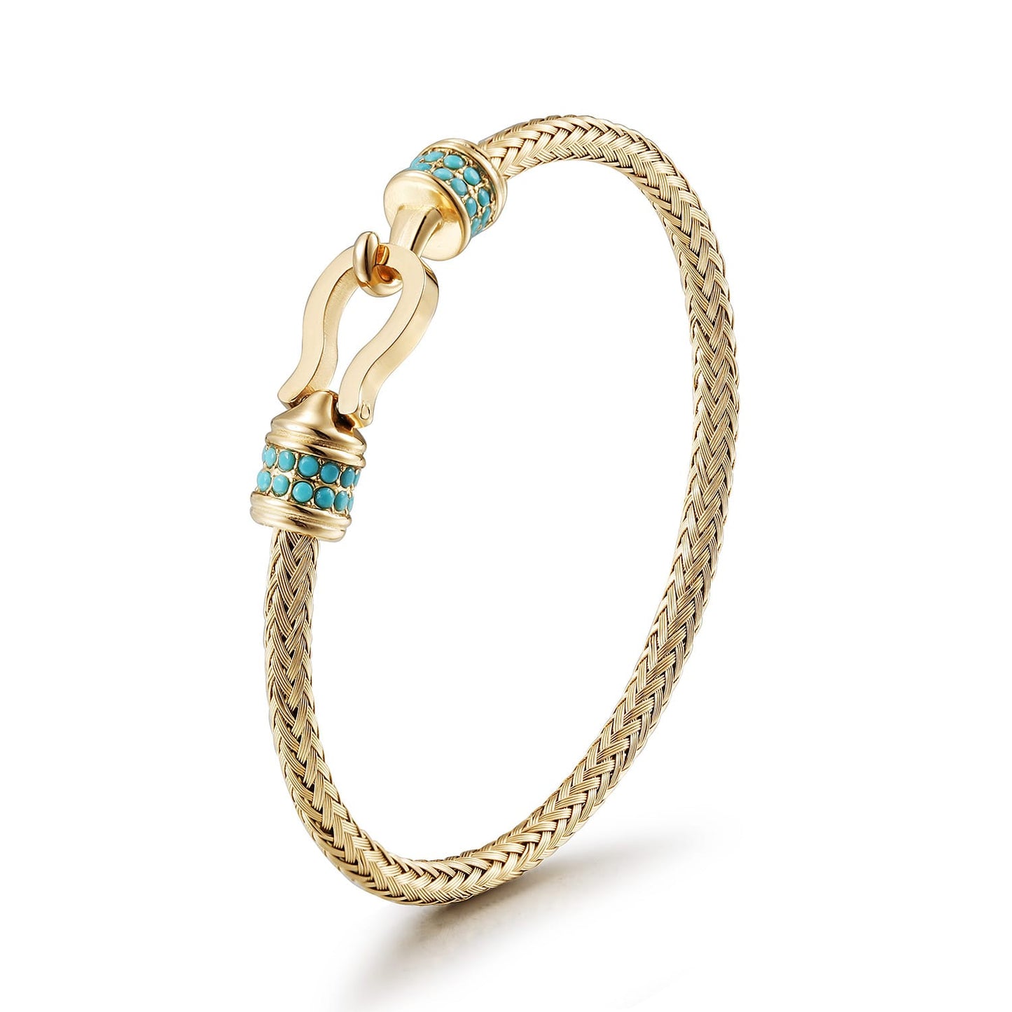 Gold Mesh Turquoise Bracelet - Timeless Statement Bracelet