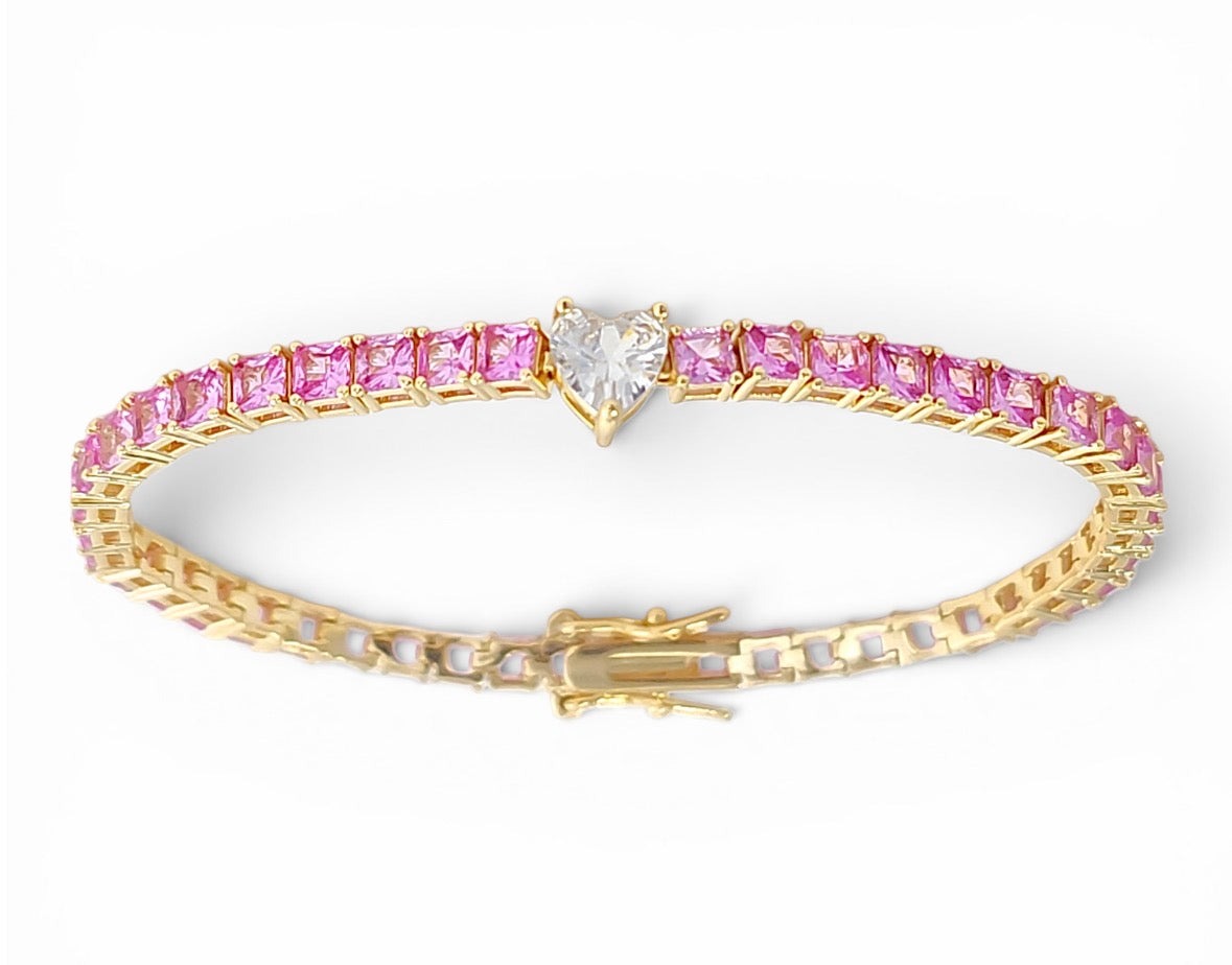 Blush Heart Tennis Bracelet
