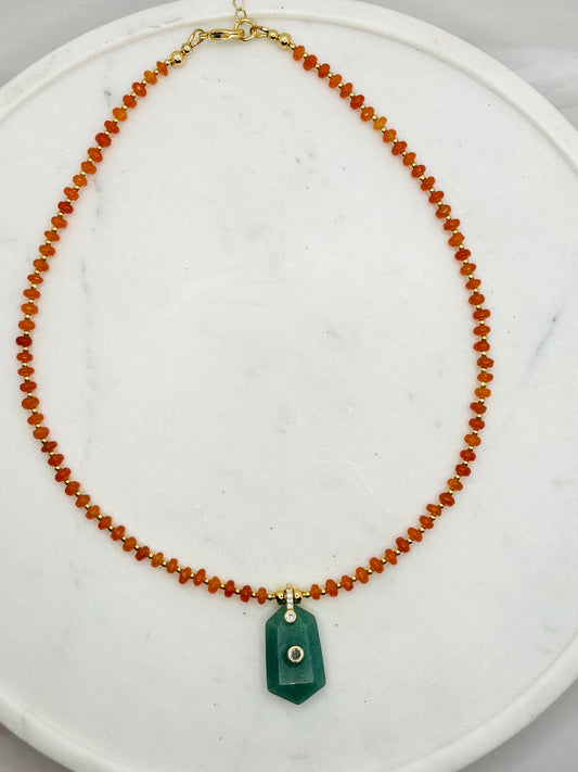 Amazonite Glow Carnelian Necklace