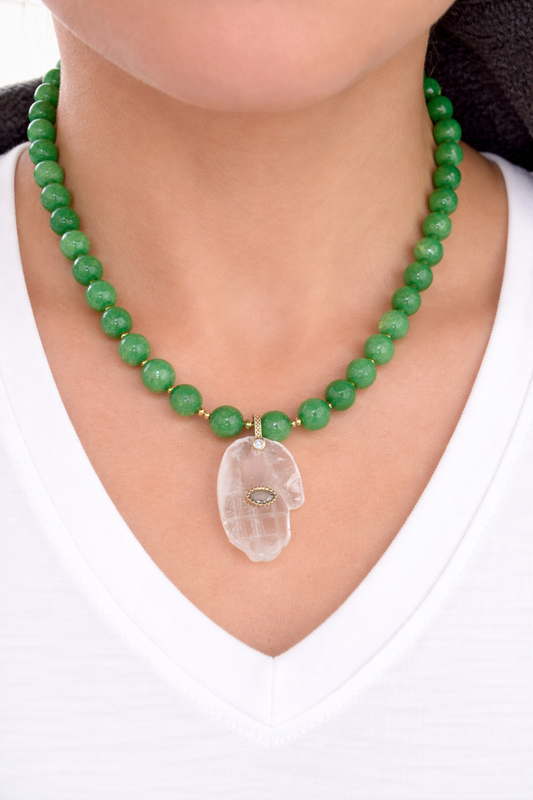 Emerald Guardian Hamsa Necklace