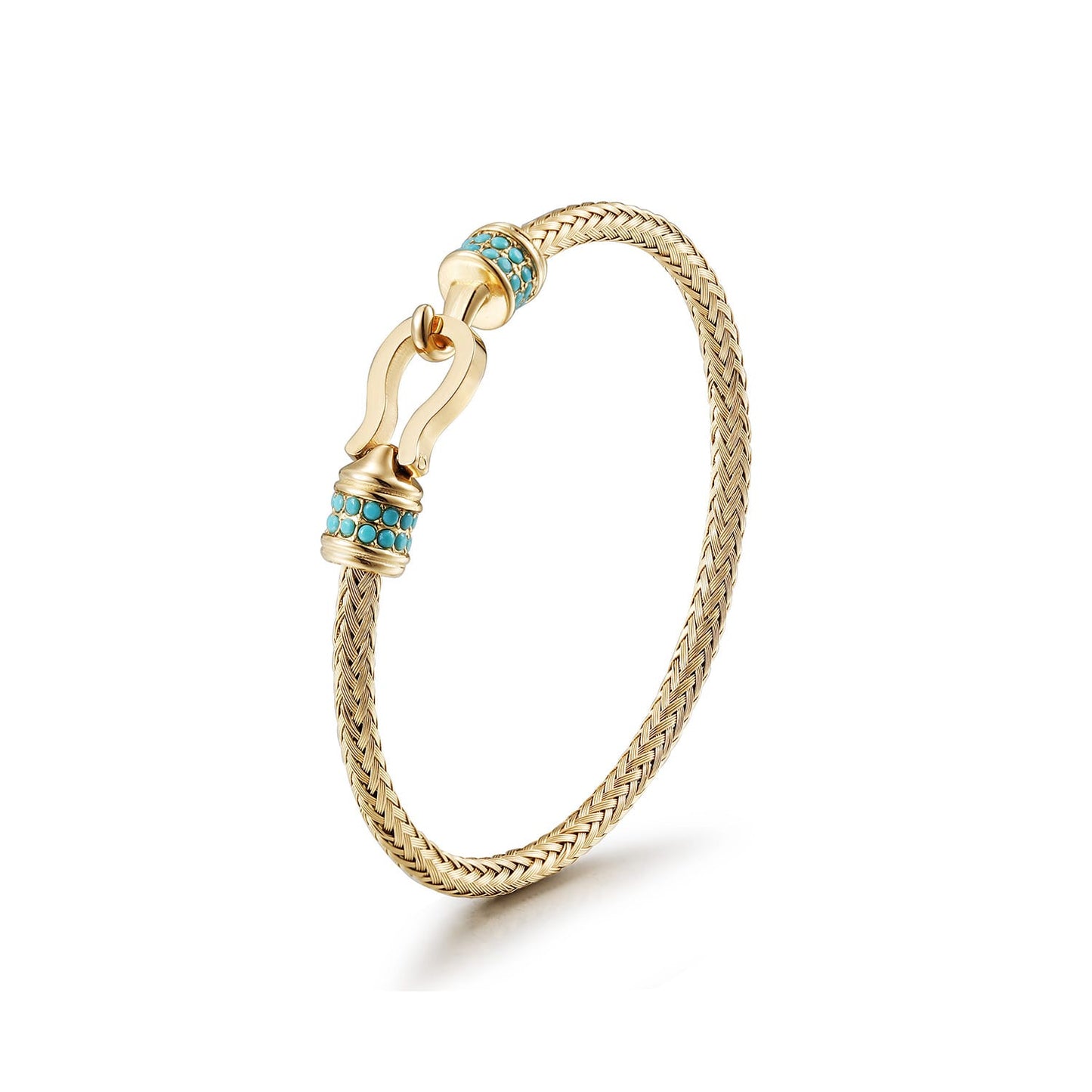 Gold Mesh Turquoise Bracelet - Timeless Statement Bracelet
