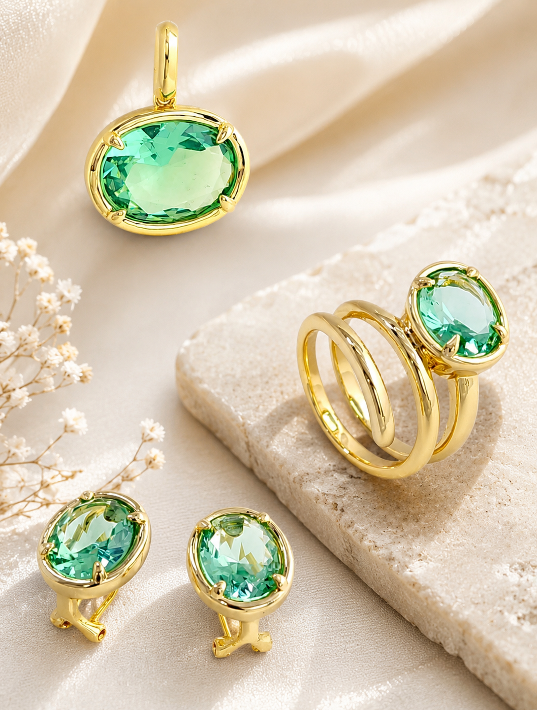 Sage Glow Adjustable Ring