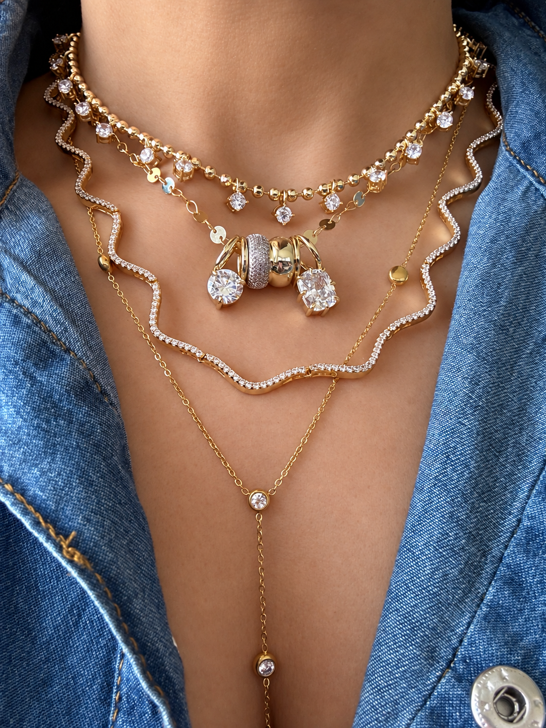 Starlight CZ Station Necklace