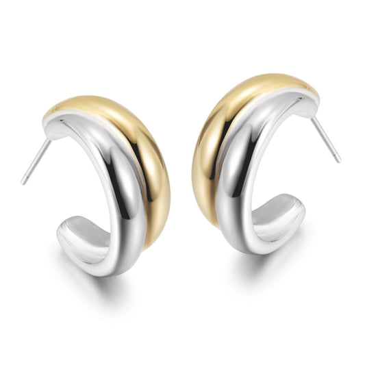 Bold Duo-Tone Hoop Earrings