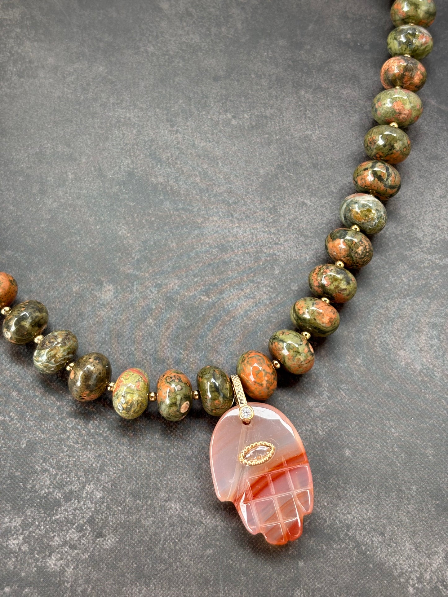 Sacred Terra Unakite Hamsa