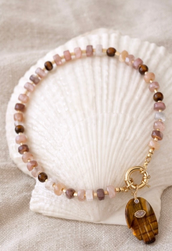 Moonstone Harmony Hamsa Necklace