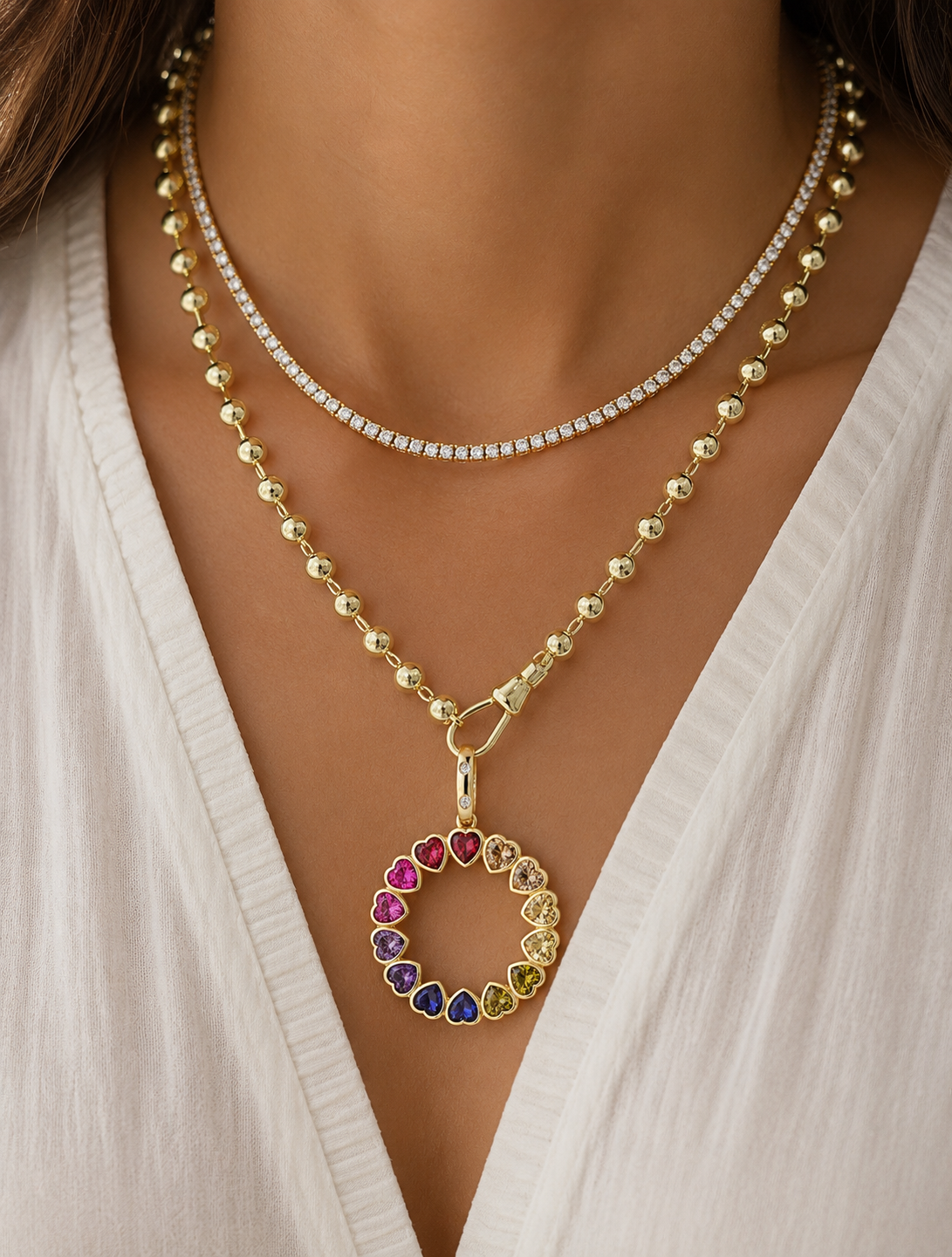 Golden Orbit Bead Necklace