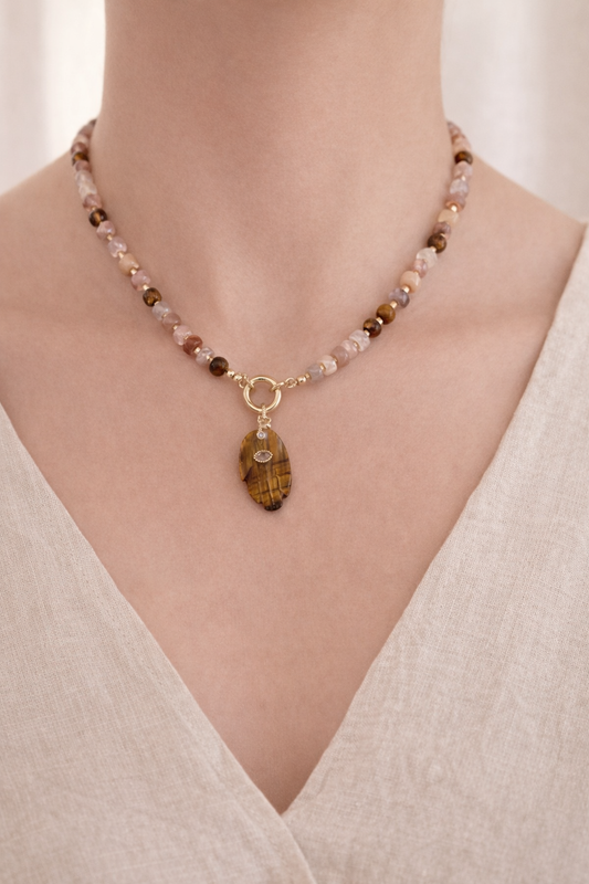 Moonstone Harmony Hamsa Necklace