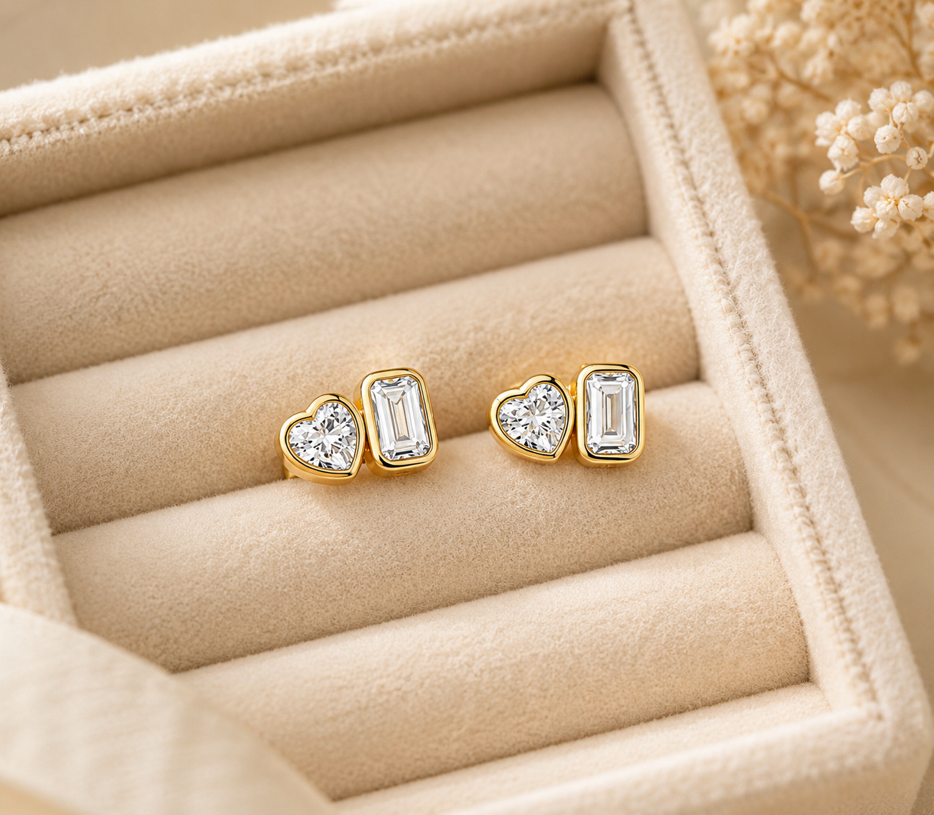 Sweetheart Duo Stud Earrings