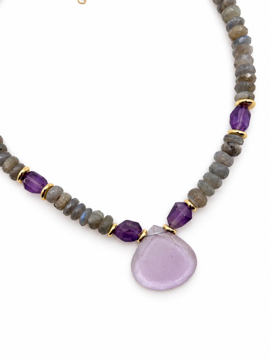 Labradorite & Amethyst Pear Drop Necklace