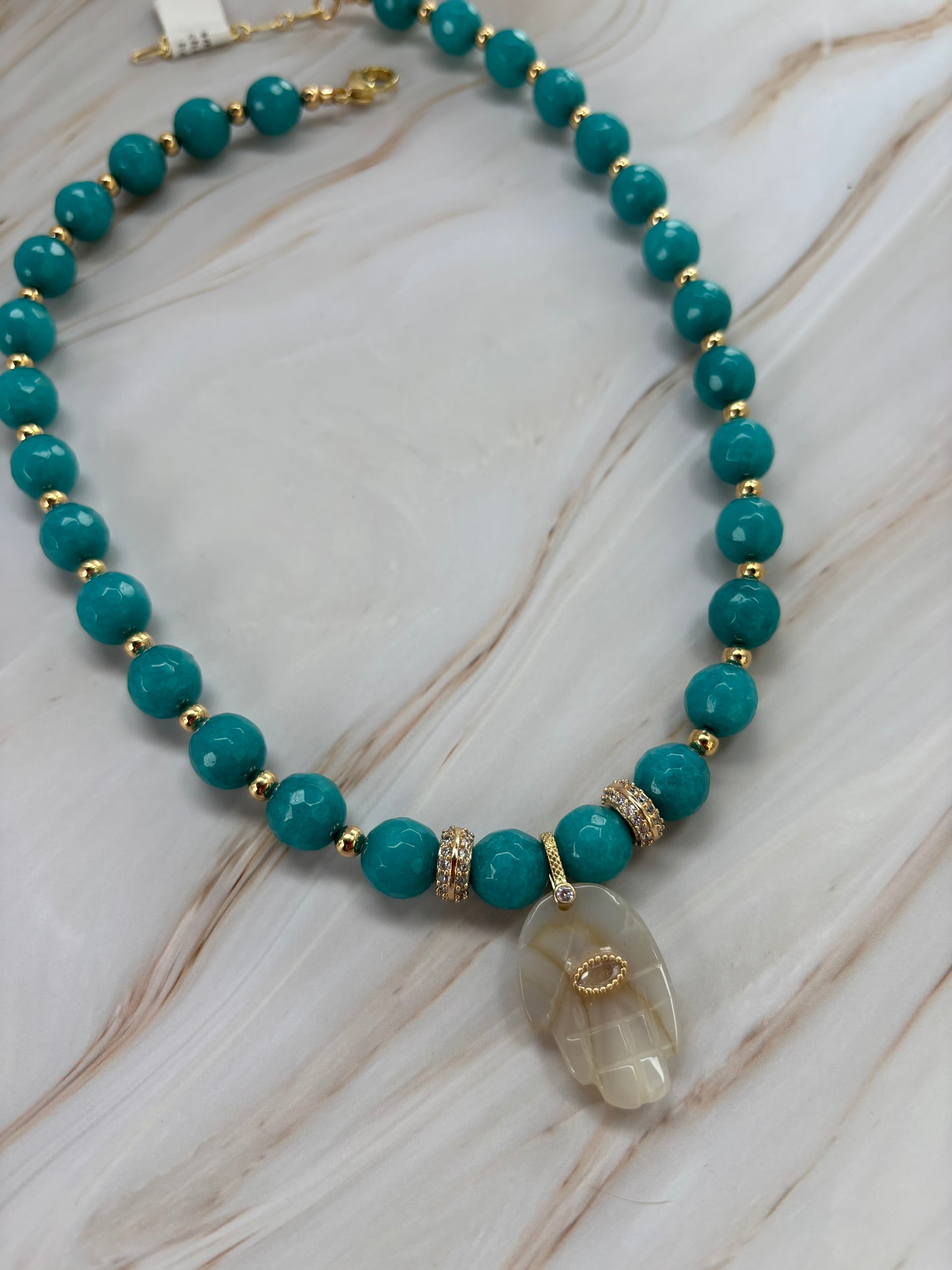 Serenity Amazonite Chalcedony Hamsa