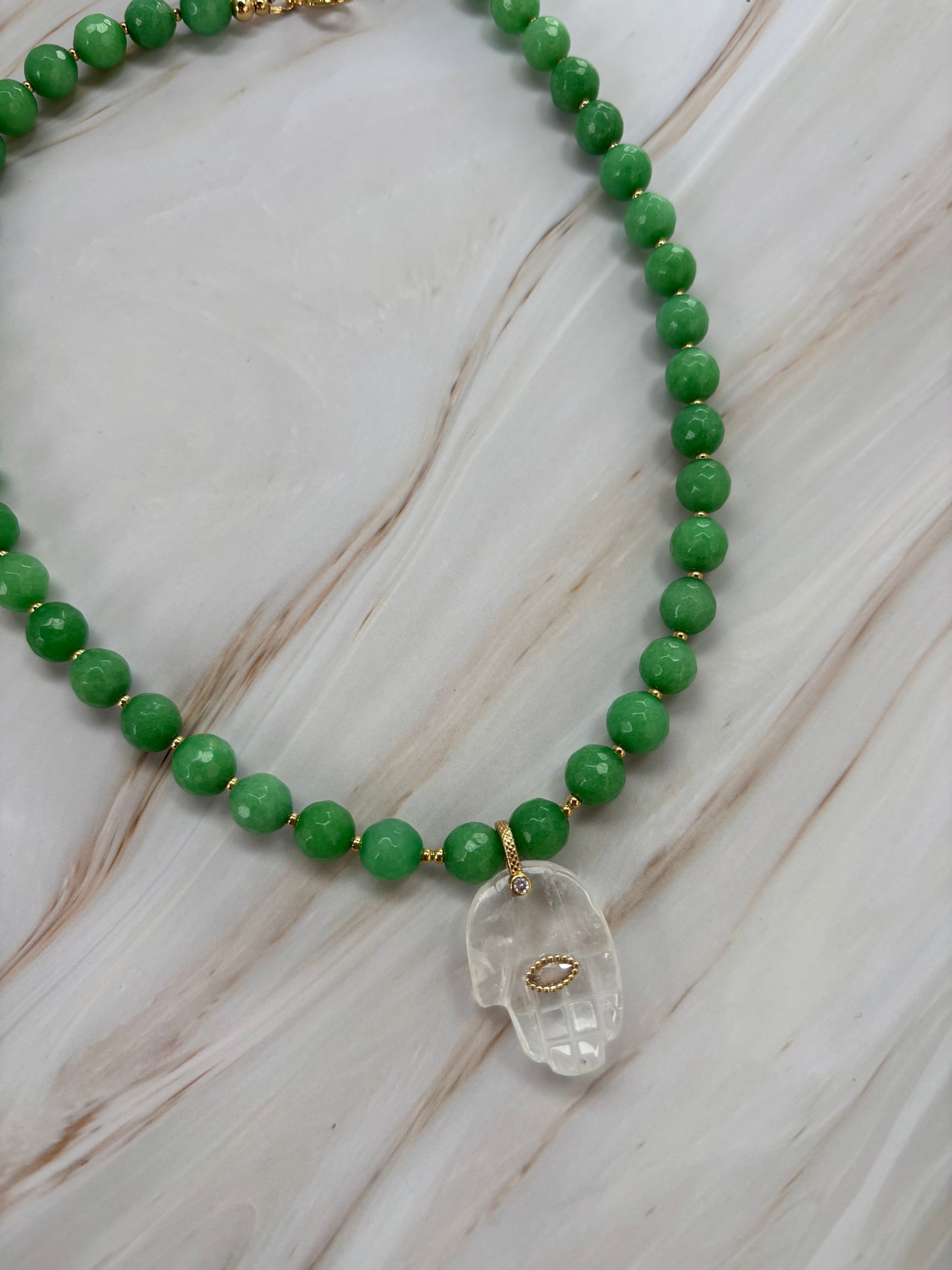 Emerald Guardian Hamsa Necklace