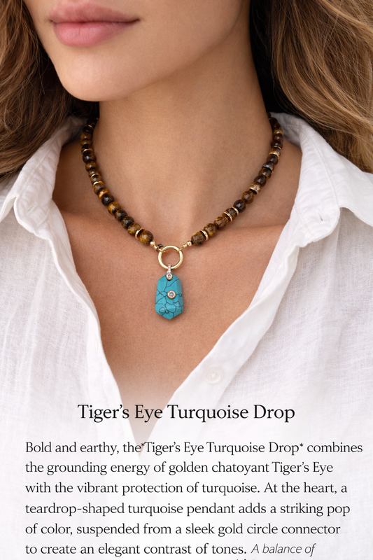Golden Horizon Tiger Turquoise Tablet Charm