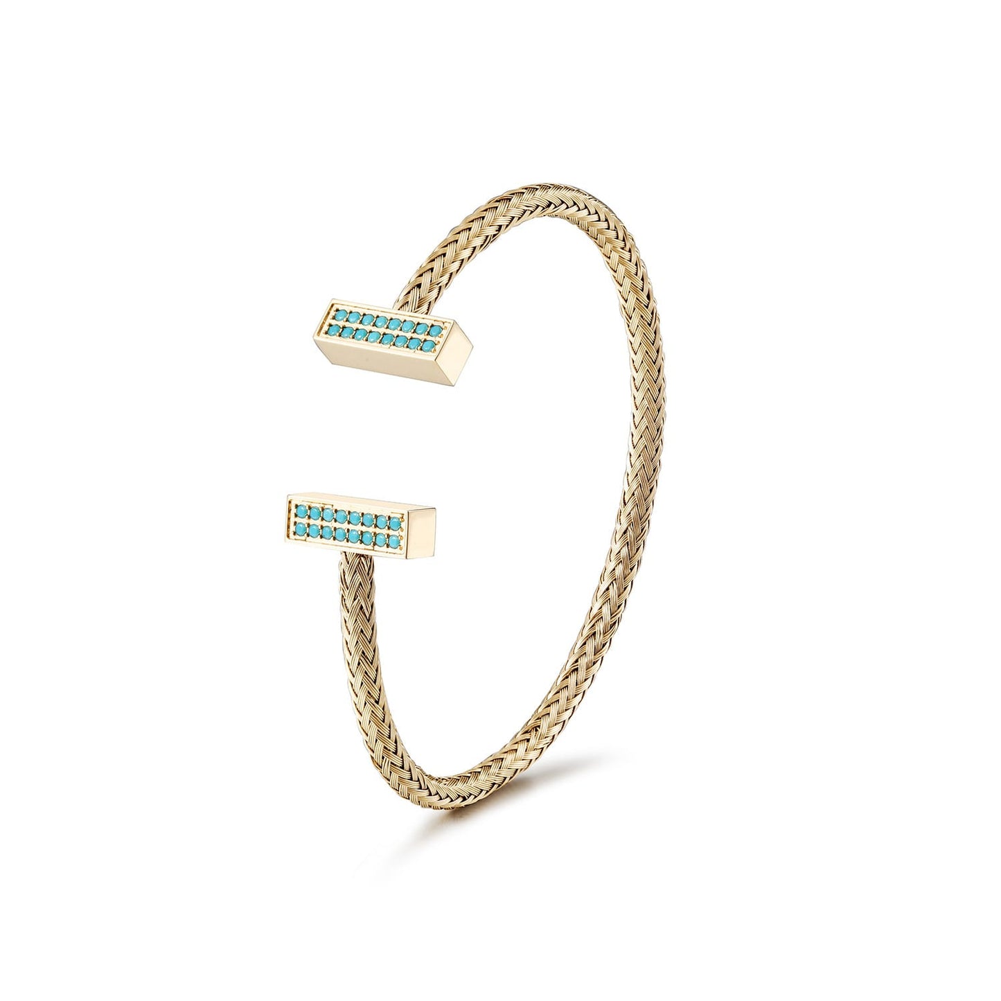 Gold Mesh Turquoise Bracelet - Timeless Statement Bracelet
