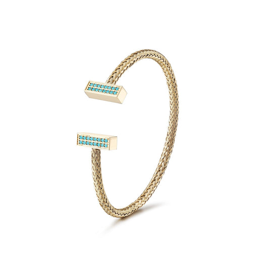Gold Mesh Turquoise Bracelet - Timeless Statement Bracelet