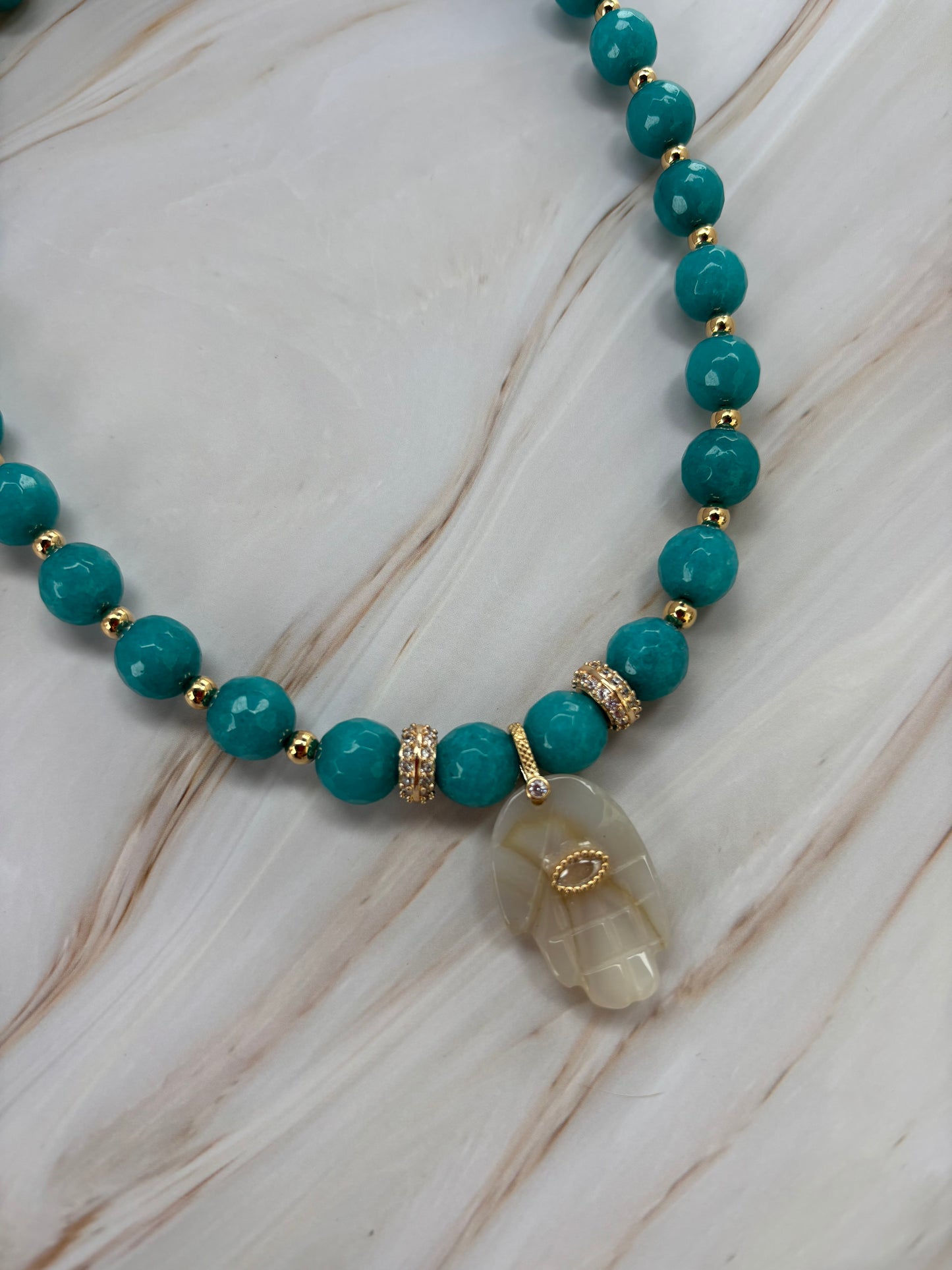 Serenity Amazonite Chalcedony Hamsa