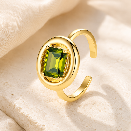 Emerald Glow Adjustable Ring