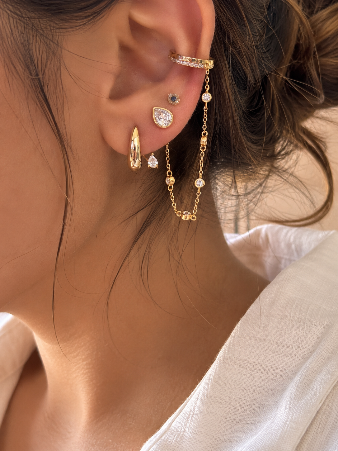 Luna Drop Huggie Earrings