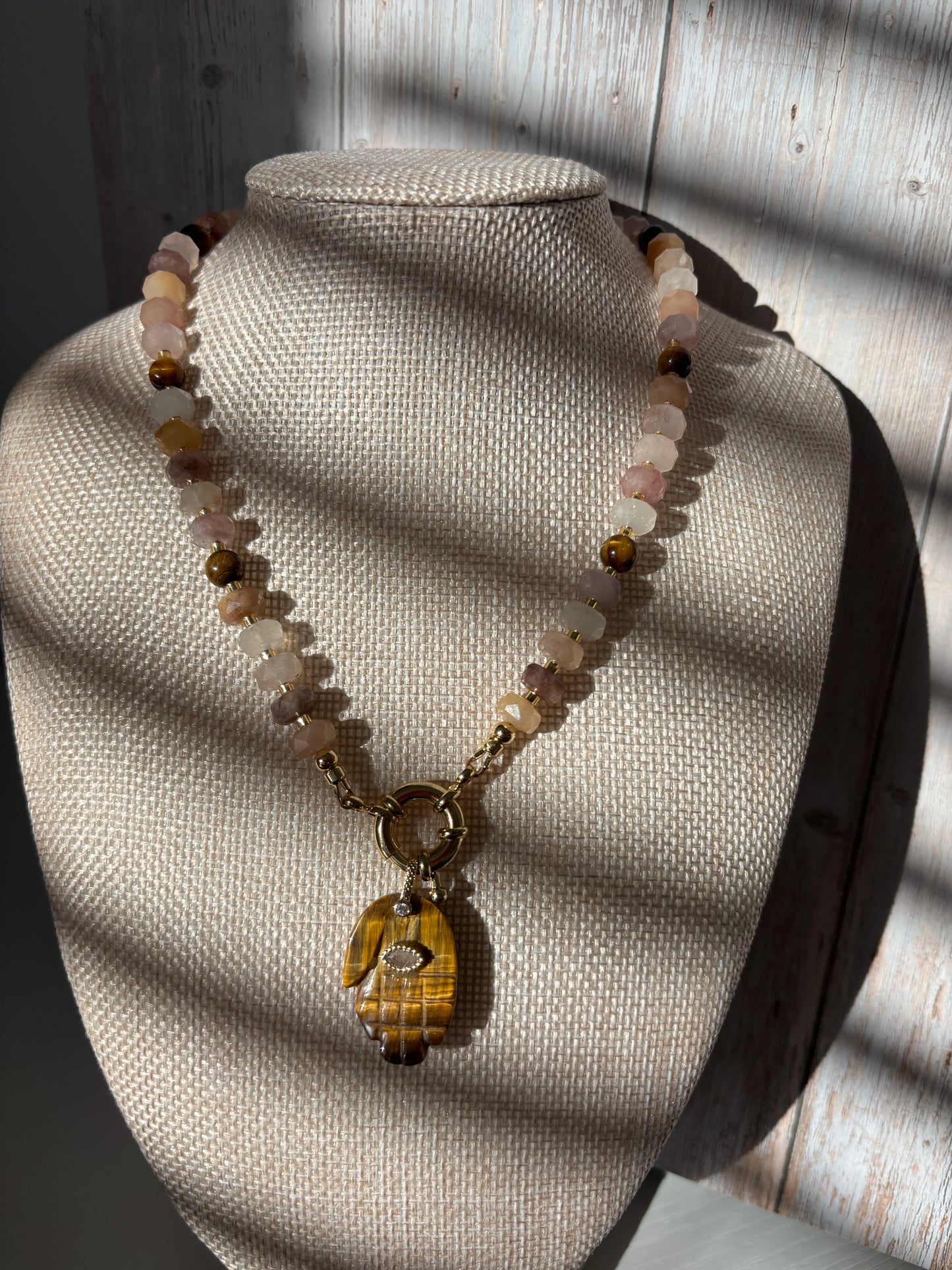 Moonstone Harmony Hamsa Necklace