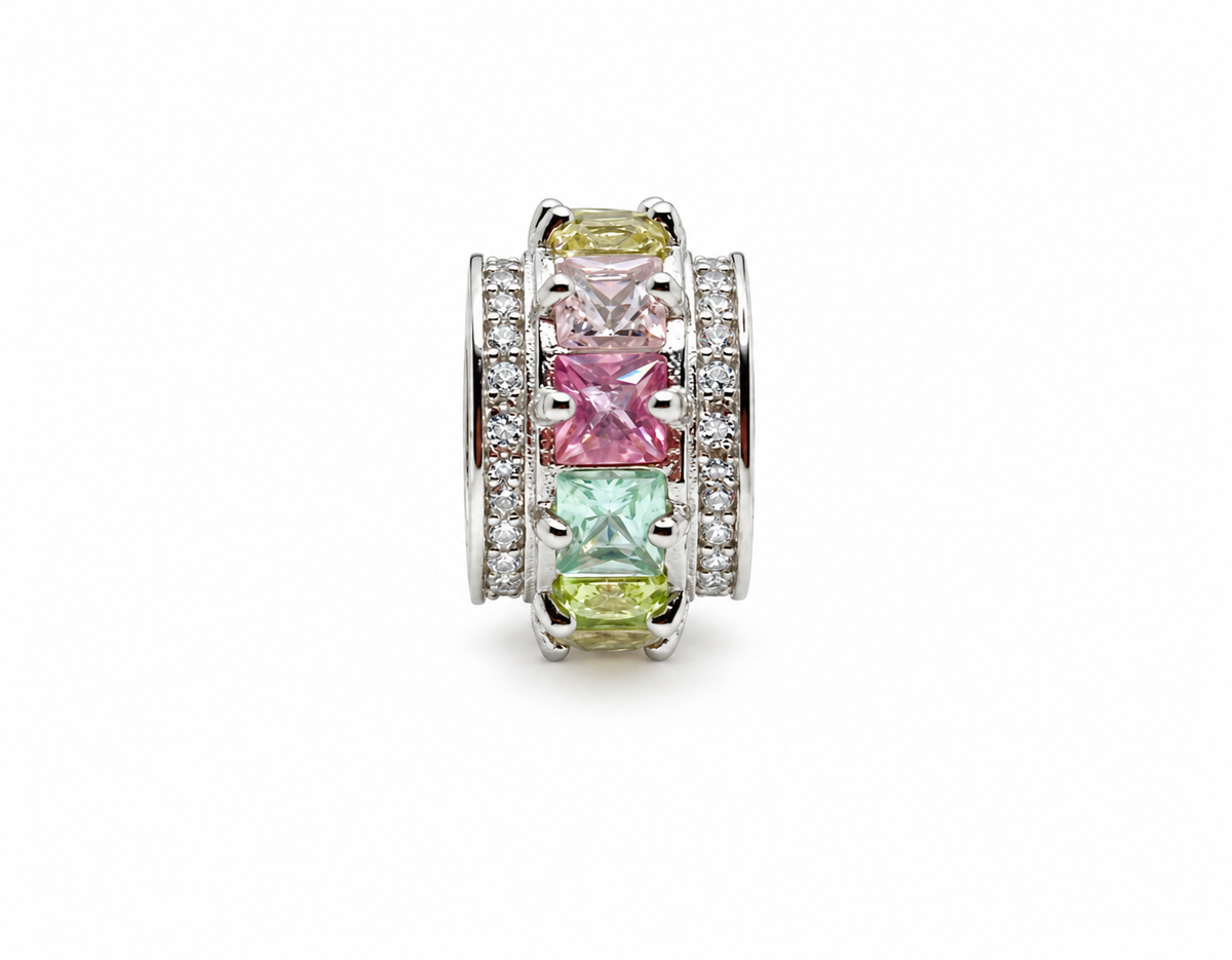 Rainbow Tourmaline 925 Sterling Silver Spacer