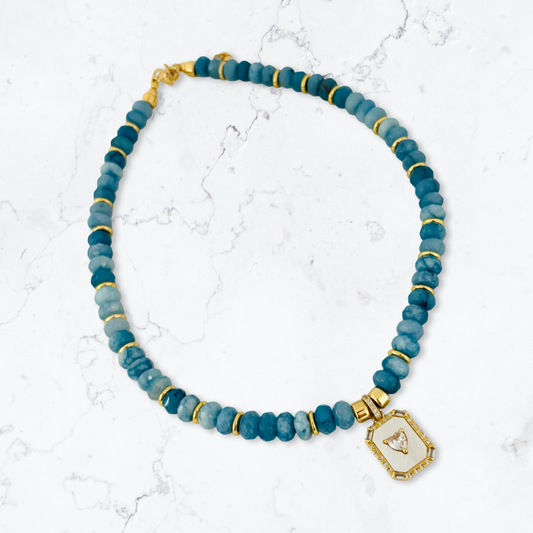 Aqua Heart Charm Necklace