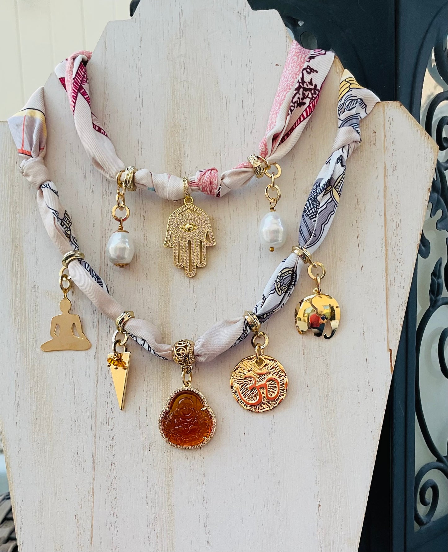 Boho Spiritual Charm Scarf Necklace