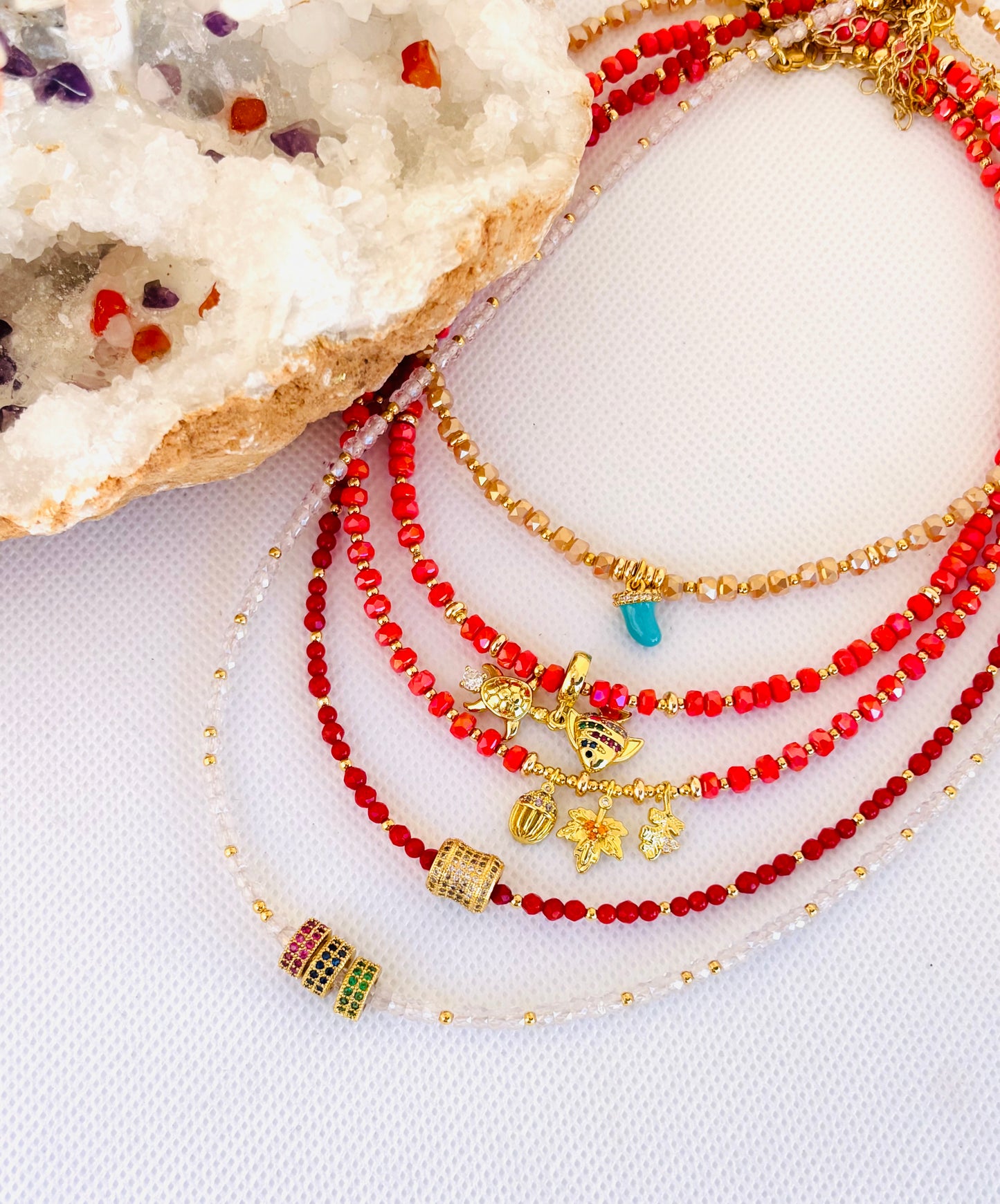 Coral Dreams Beaded Charm Necklace – Turtle & Fish Edition