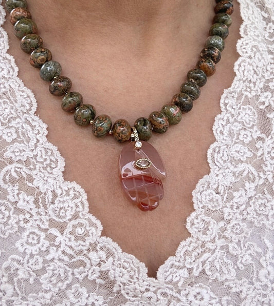 Sacred Terra Unakite Hamsa