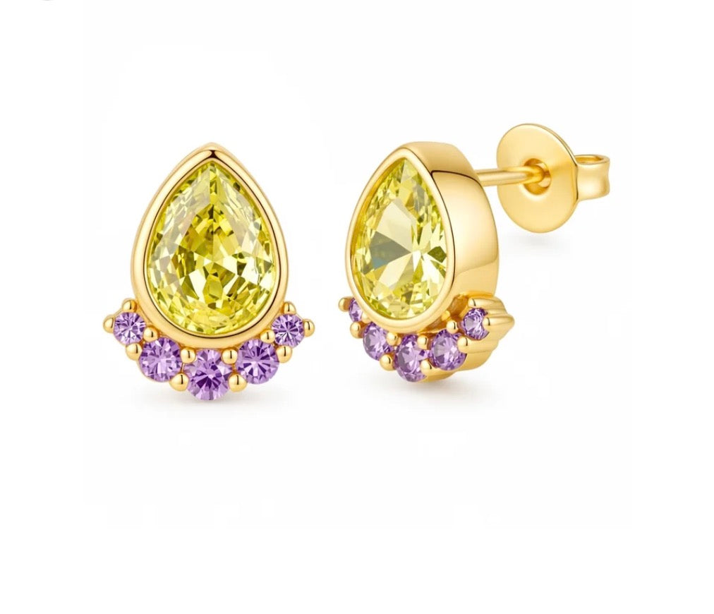 Golden Glow Teardrop Stud Earrings
