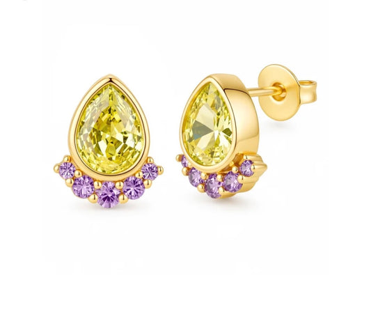 Golden Glow Teardrop Stud Earrings