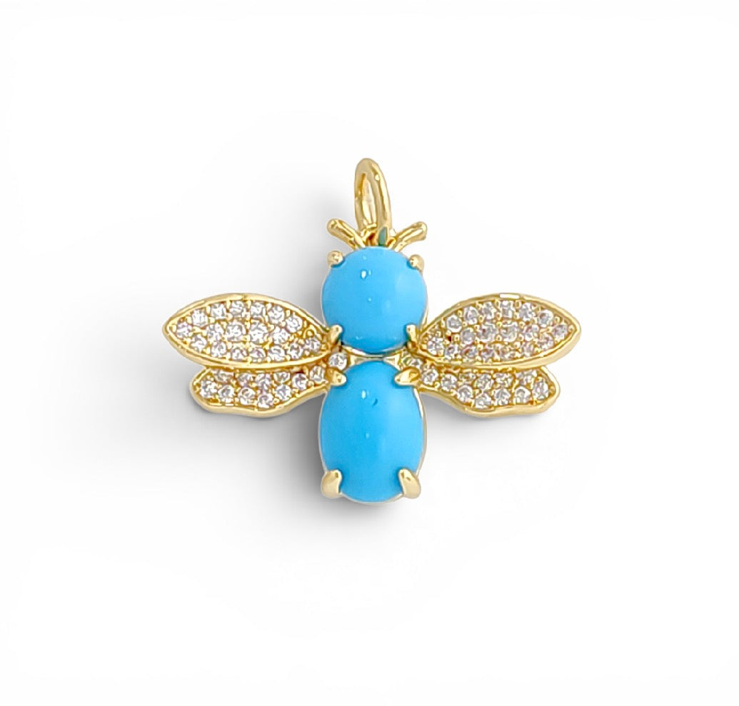 Turquoise Bee Sparkle Charm