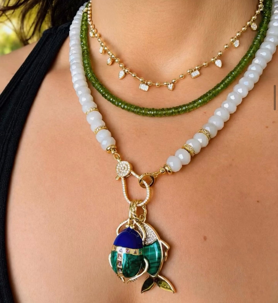 Golden Mosaic Crystal Necklace