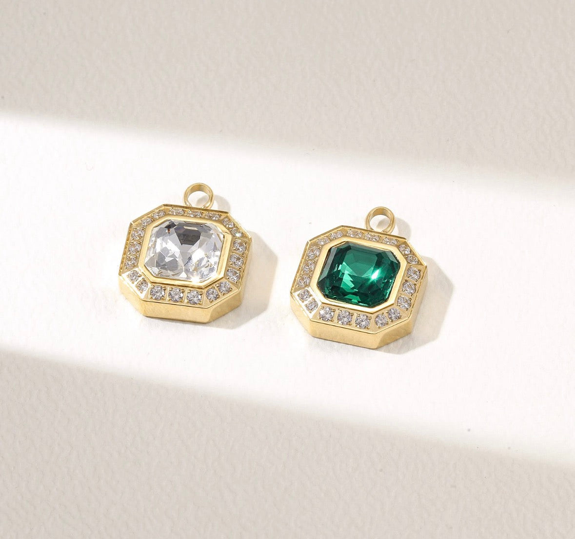 Radiant Octagon Stainless Steel Charm