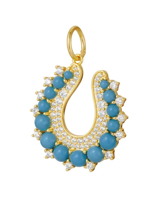 Turquoise Fortune Horseshoe Charm