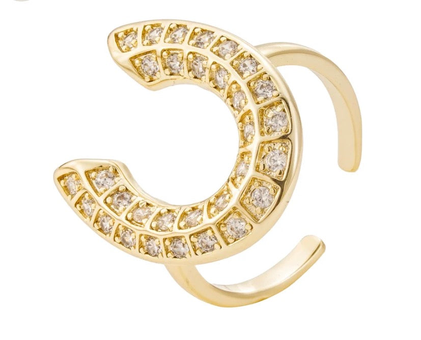 Golden Luck Horseshoe Adjustable Ring