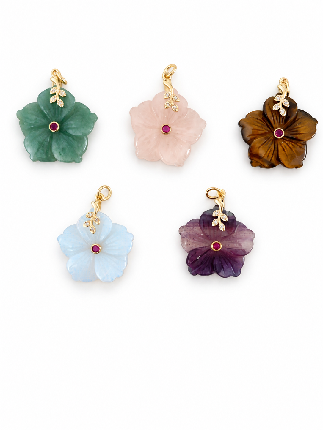 Carved Gemstone Blossom Pendant