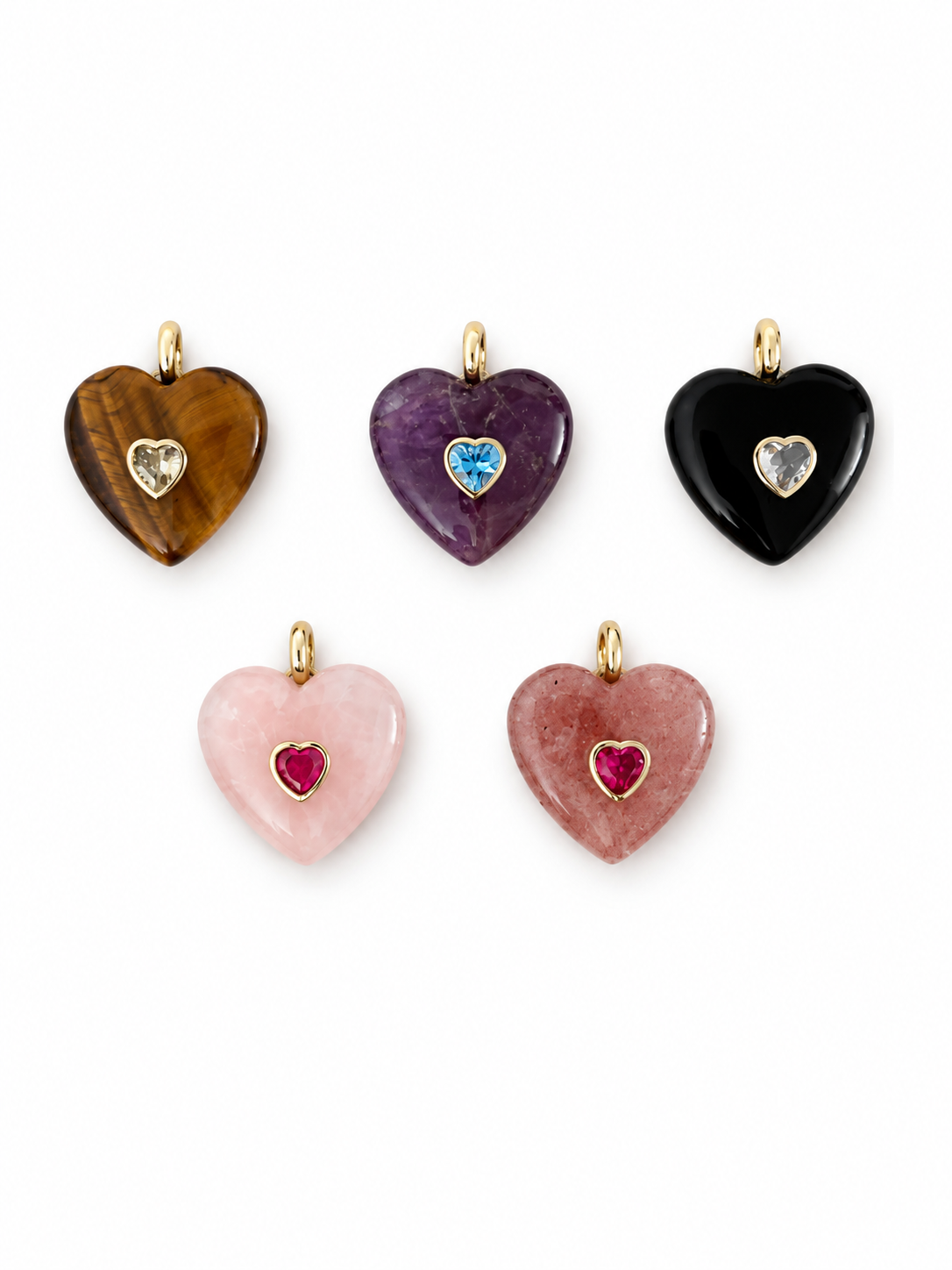 Gemstone Heart with Crystal Accent Pendant