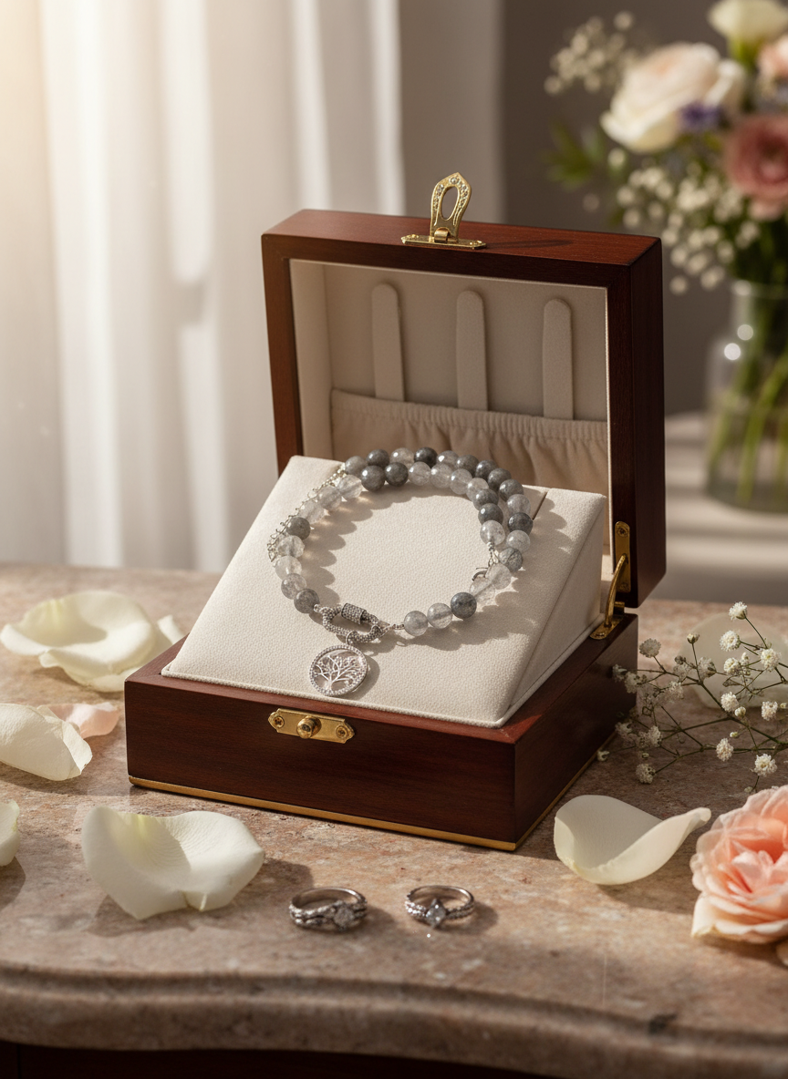 Cloudy Quartz Tree of Life Necklace