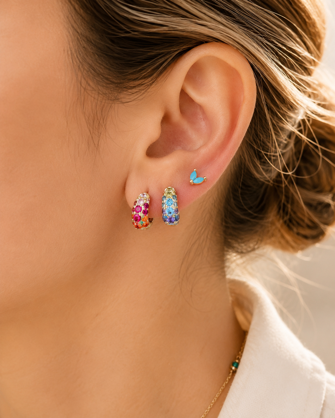 Chromatic Glow Huggie Earrings