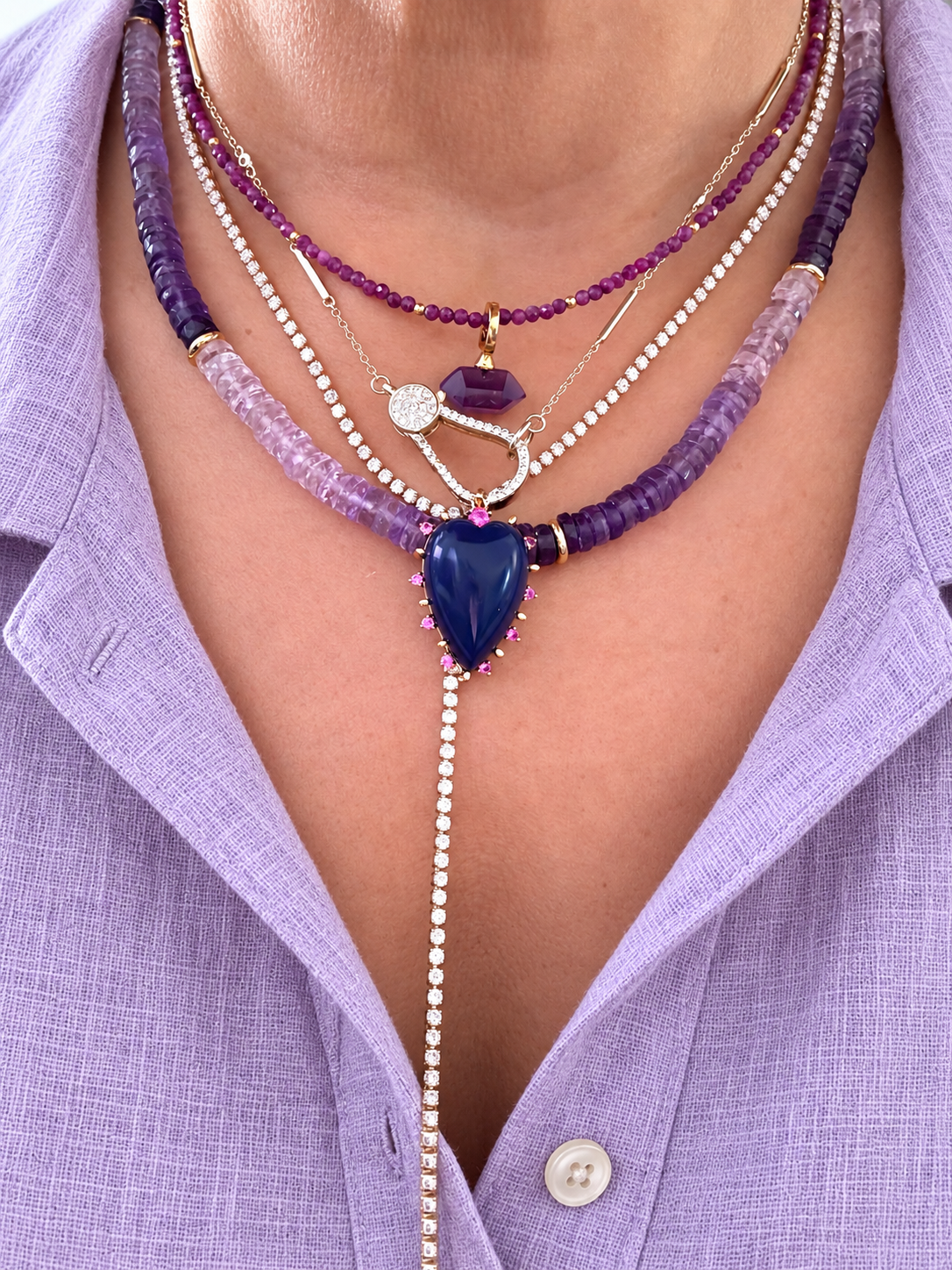 Celeste Cubic Zirconia Tennis Lariat Necklace