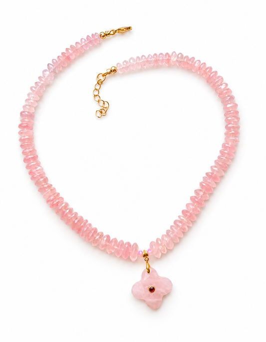 Rose Quartz Clover Necklace