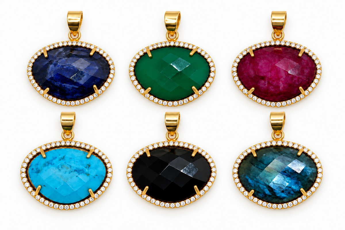 Halo Gemstone Pendants
