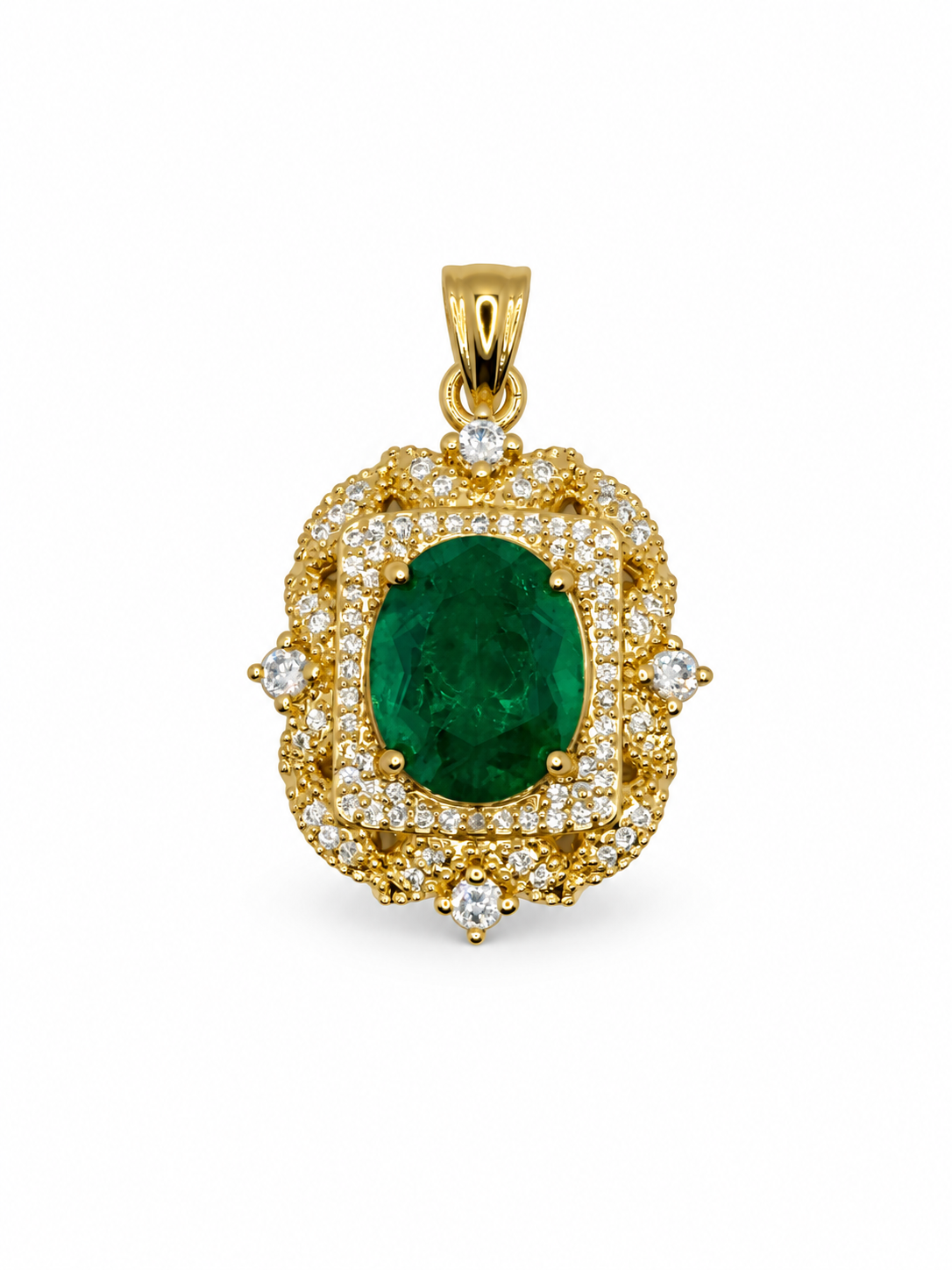 Emerald Green Halo Pendant