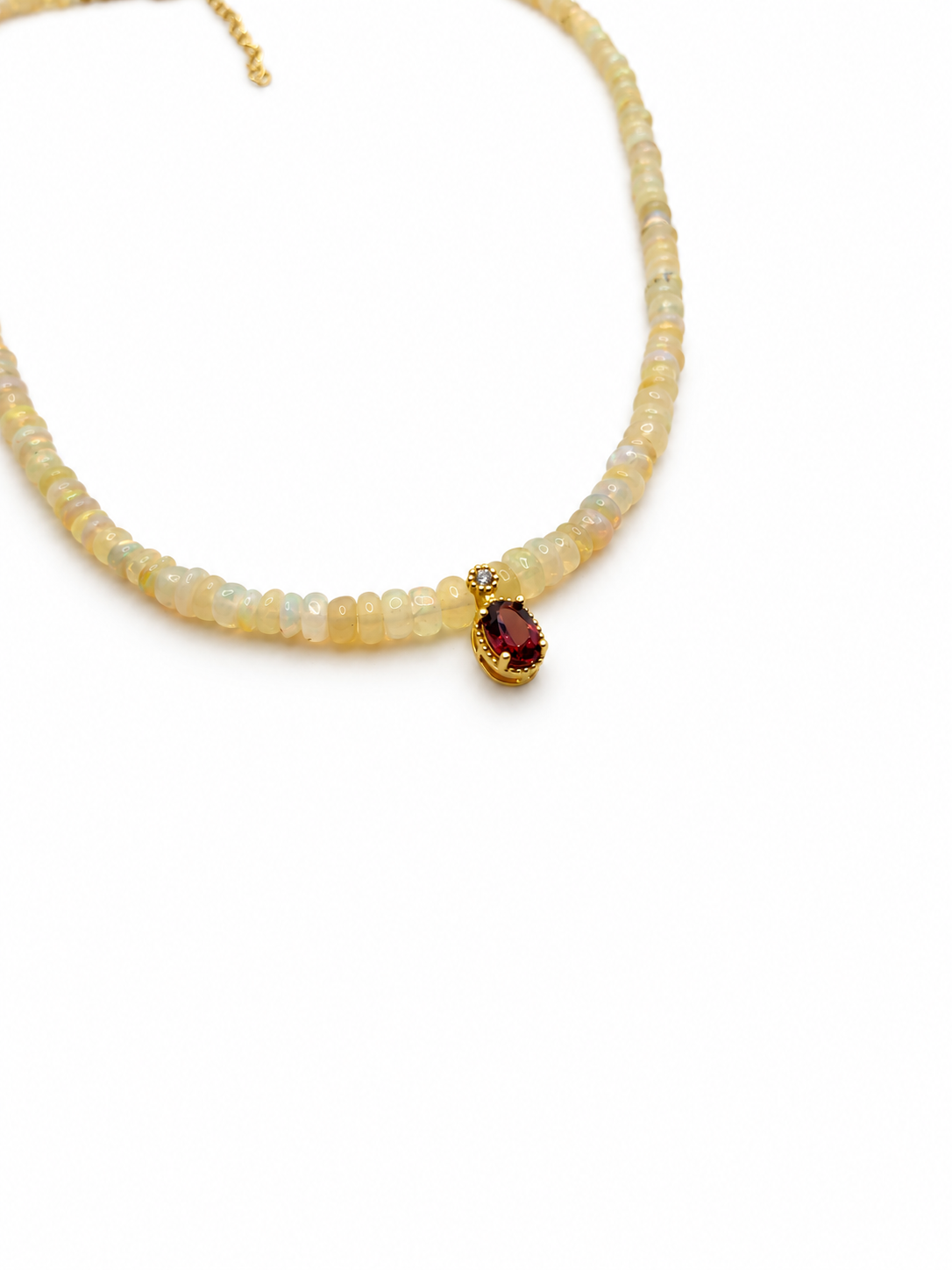 Opal & Genuine Red Garnet Sterling Silver Necklace
