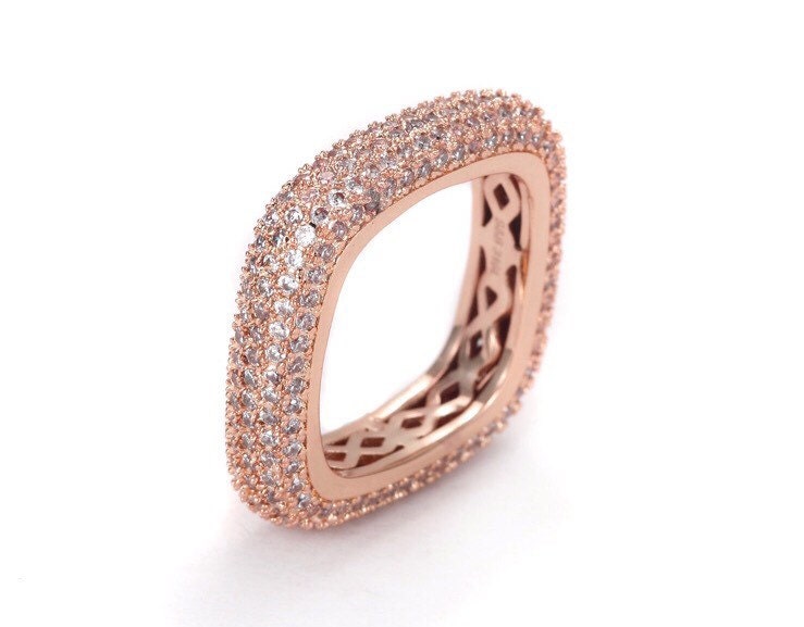 Square Gold Open CZ Ring