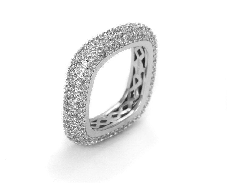 Square Gold Open CZ Ring