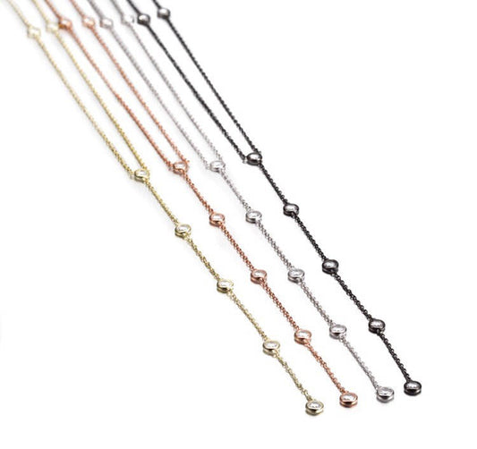 Delicate Bezel Station Necklace