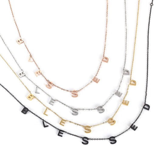 “Blessed” Letter Charm Necklace