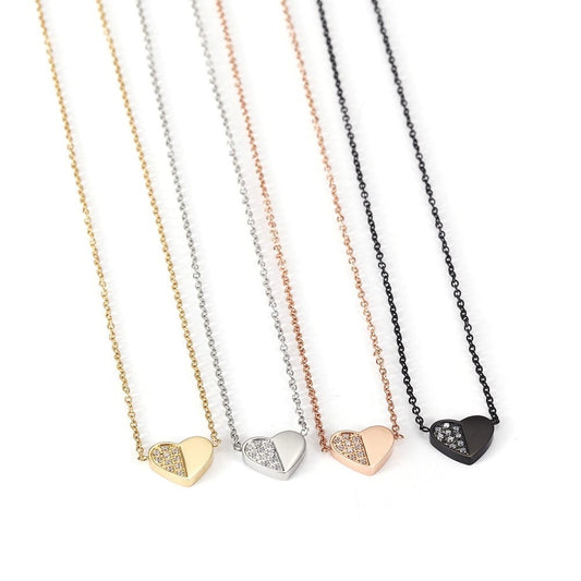 Dual-Tone Heart Pendant Necklace
